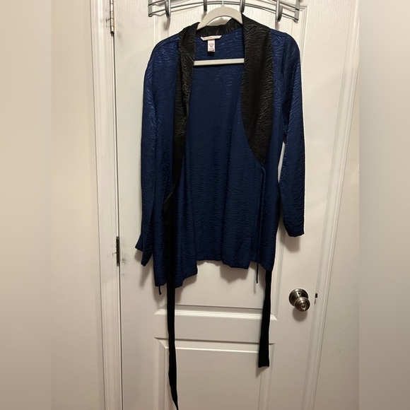 VICTORIA’S SECRET kimono robe black and blue zebra print women’s M/L women’s - Picture 4 of 13